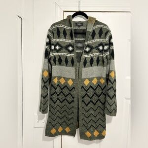 Papillon Global Knit Long Open Front Hooded Cardigan. Size M